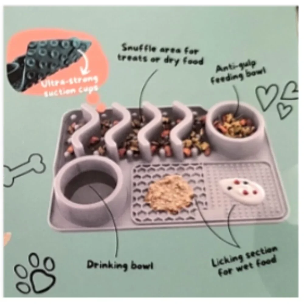 New Rally Pawly Dog Slow Feeder + Lick Mat & Puzzle Feeding Tray, Anti-Gobble!